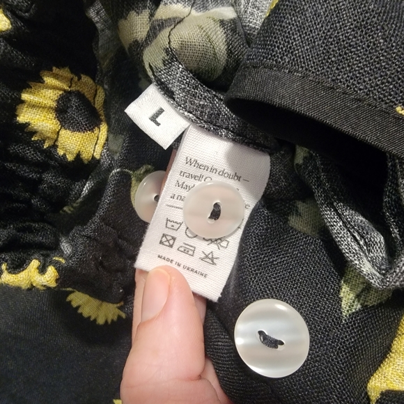 Sleeper Baccara Linen Sunflower Flare Leg Jumpsuit - Picture 12 of 12